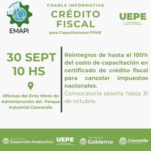 Lo invitamos a participar de una charla informativa sobre "Crédito Fiscal para Capacitaciones".